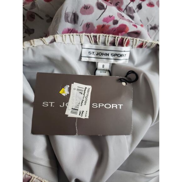 St John Sport Floral Print A-Line Midi Skirt Size 8 - Picture 7 of 8
